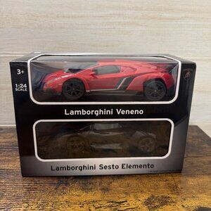 Sesto Lamborghini Veneno Red & Sesto Elemento Black 1:24 Toy Friction Cars NEW